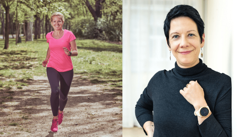 Beatrice Drach beim Laufen im Park und Angelika im Porträt – Podcastfolge über Leichtigkeit, Laufen und Insulinresistenz