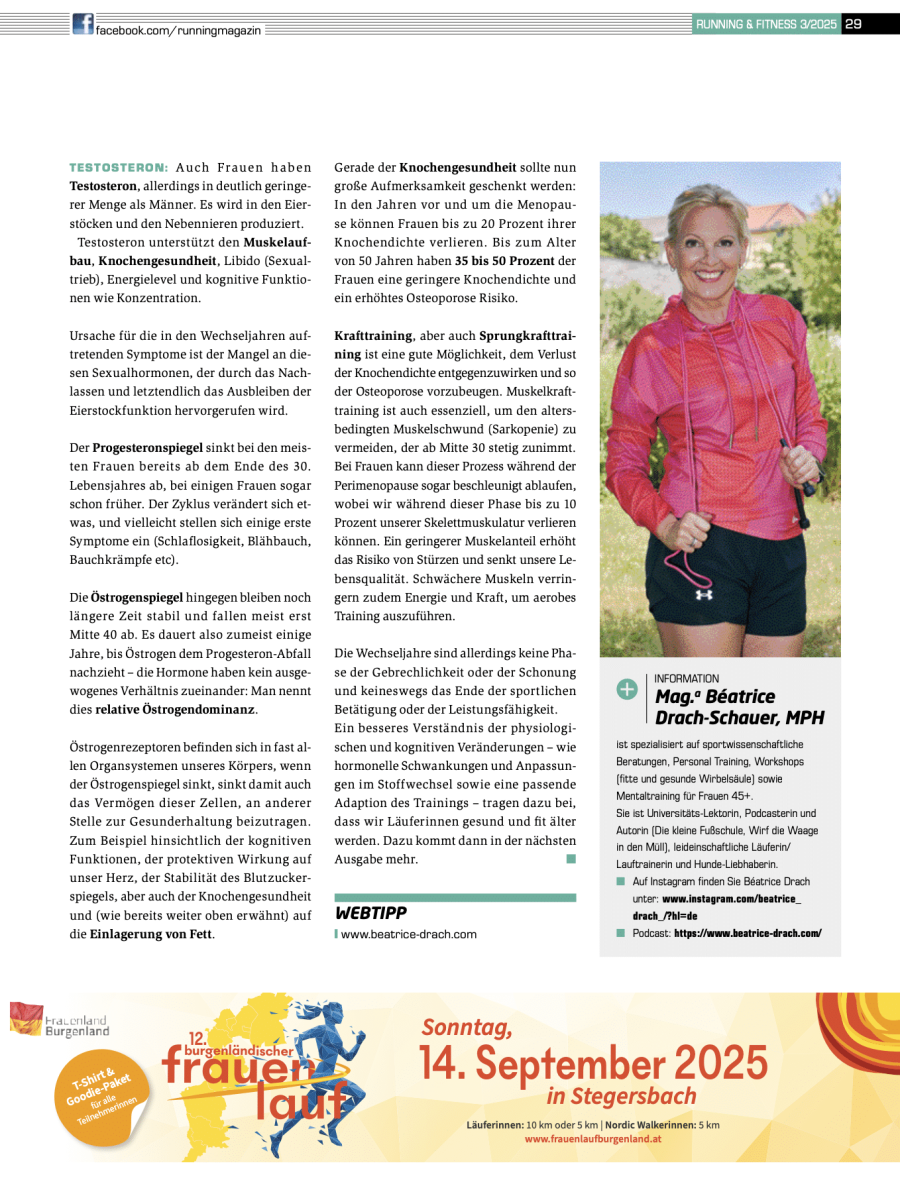 Magazinartikel über Béatrice Drach – Training und Knochengesundheit in den Wechseljahren